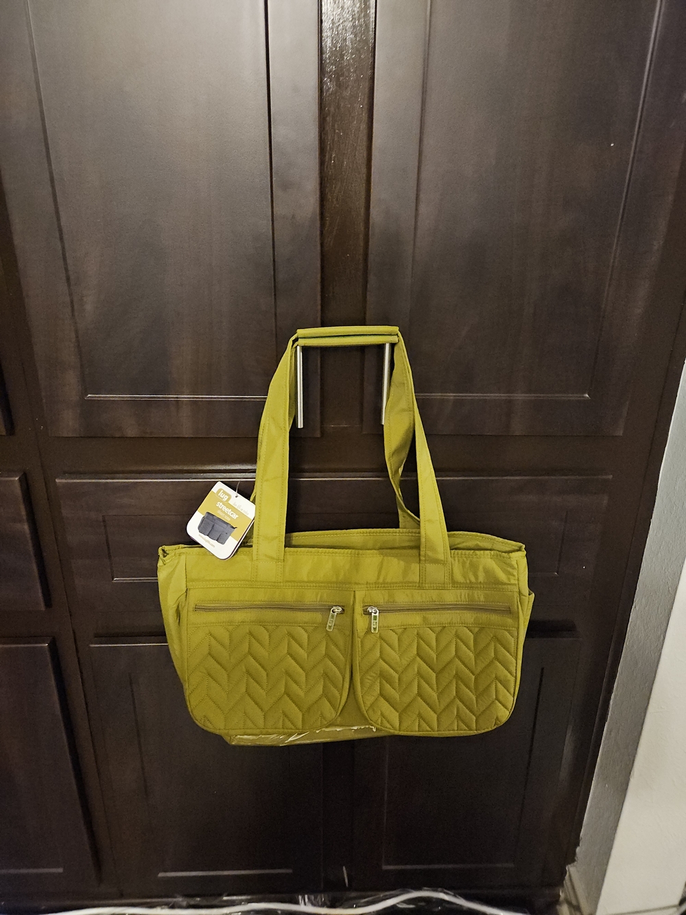 lug Streetcar Quilted Tote Bag in Green - Picture 1 of 3